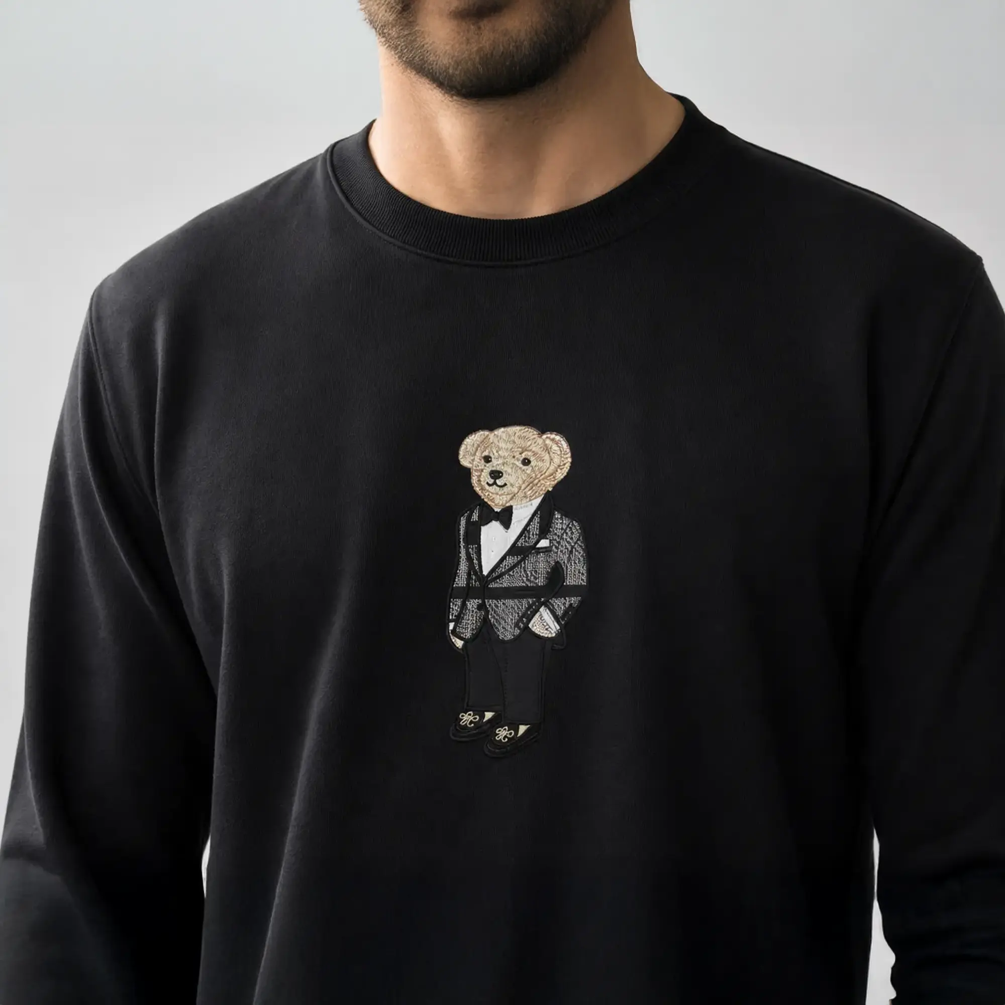 Bear Nakış İşleme %100 Pamuk Sweat