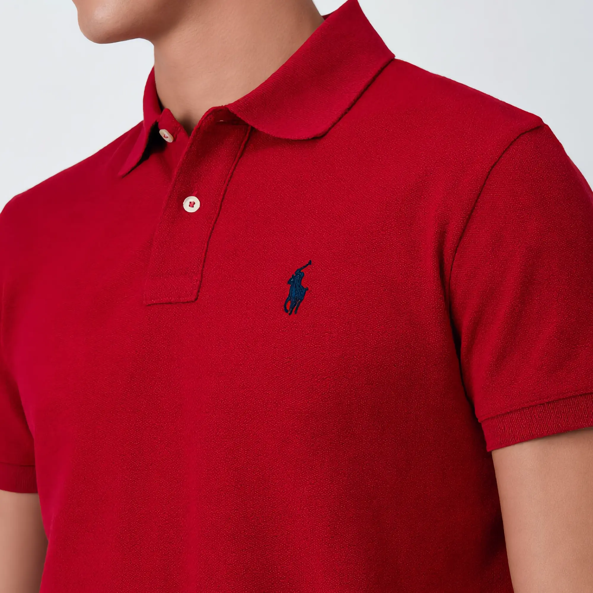 Yaka Tişört %100 Pamuk Kırmızı