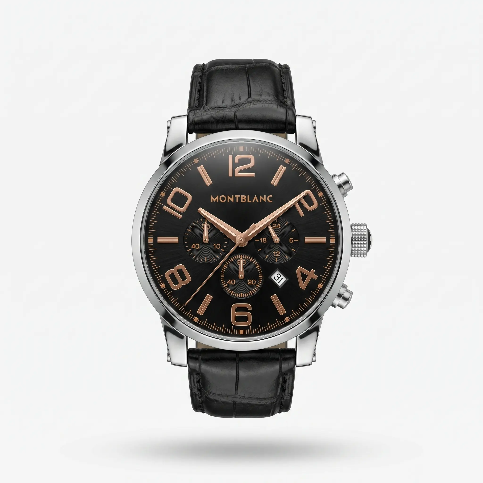 Montblanc Timewalker Siyah Kadran Siyah Deri Kordon Erkek Saat