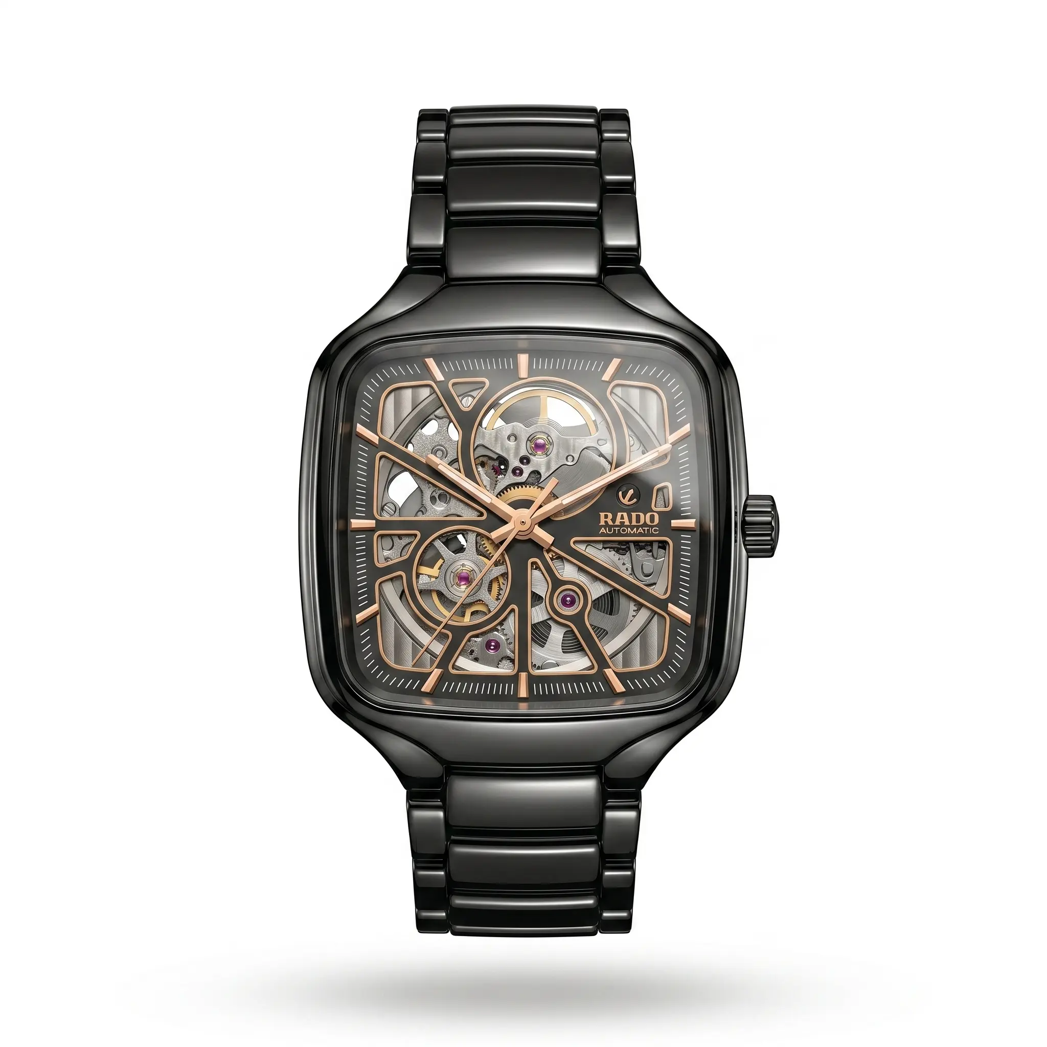Rado True Square Skeleton Siyah Seramik Otomatik Saat