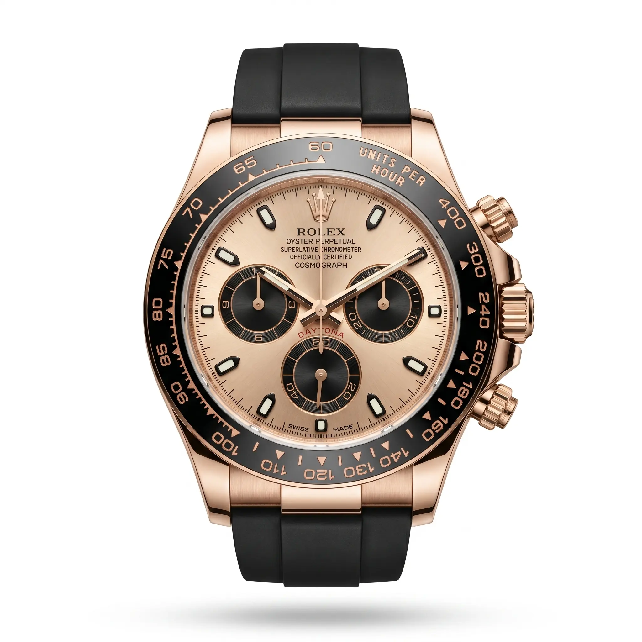 Rolex Daytona Everose Altın Siyah Kayış Erkek Saat