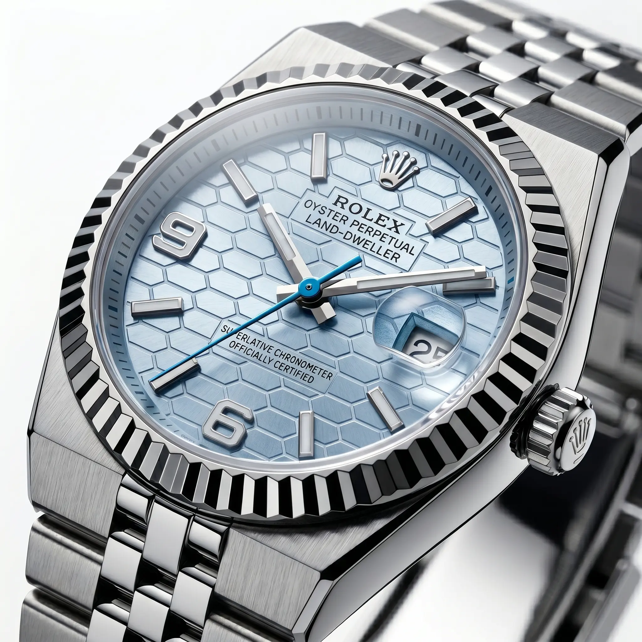 Rolex Land‑Dweller Oyster Perpetual Buz Mavisi Kadran 40mm Erkek Saat