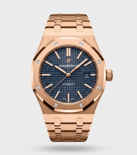 Audemars Piguet Royal Oak Rose Gold Mavi Tapisserie Otomatik Lüks Saat