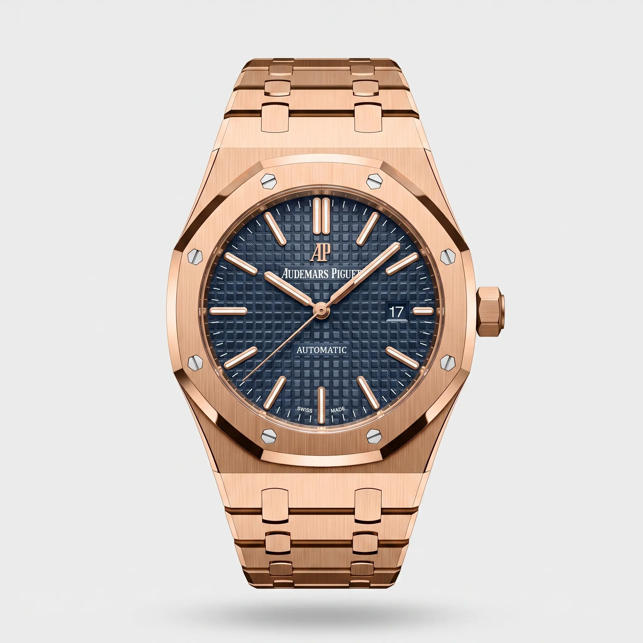 Audemars Piguet Royal Oak Rose Gold Mavi Tapisserie Otomatik Lüks Saat