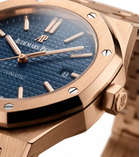 Audemars Piguet Royal Oak Rose Gold Mavi Tapisserie Otomatik Lüks Saat