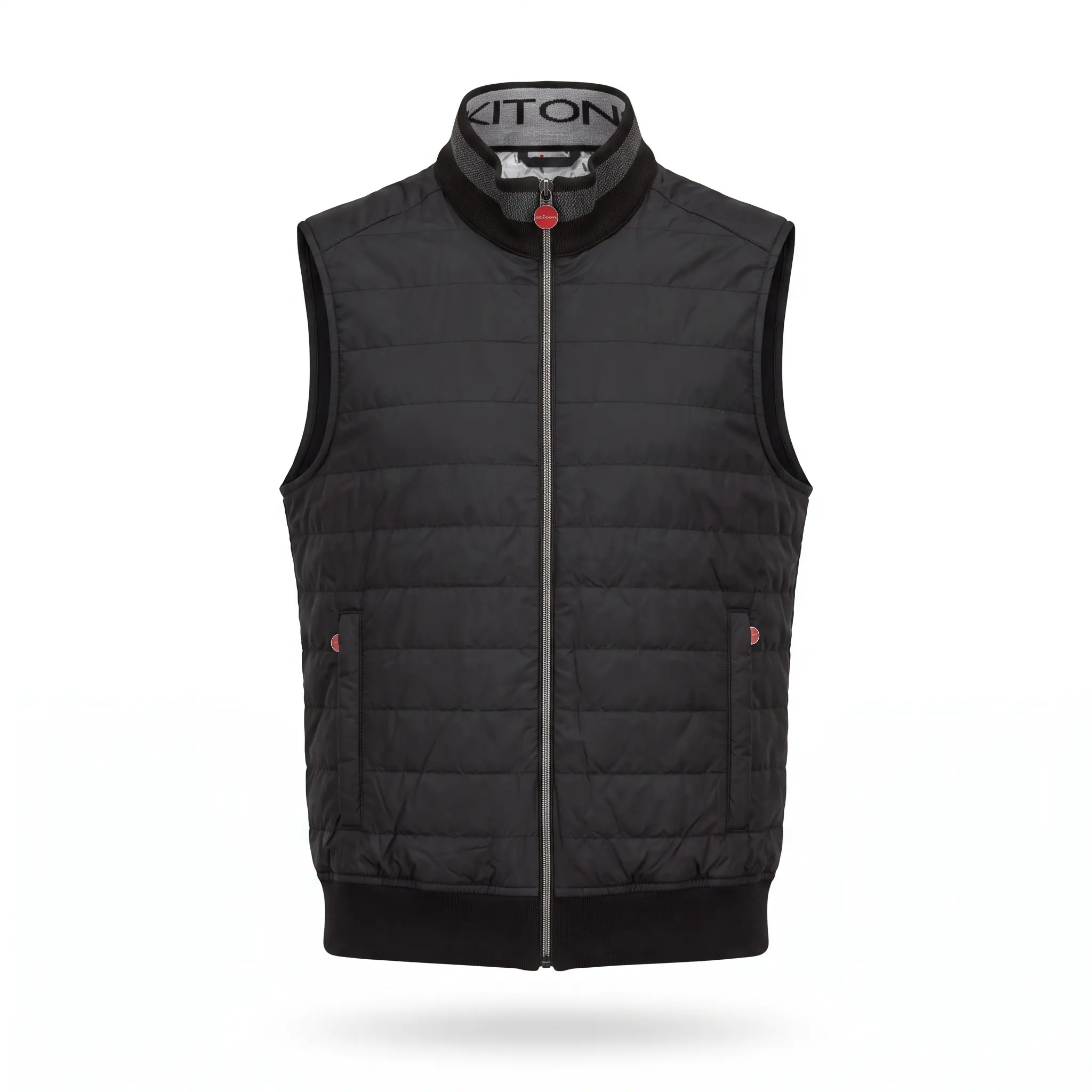 Kiton Black Quilted Vest İtalyan El İşçiliği Lüks Erkek Yelek