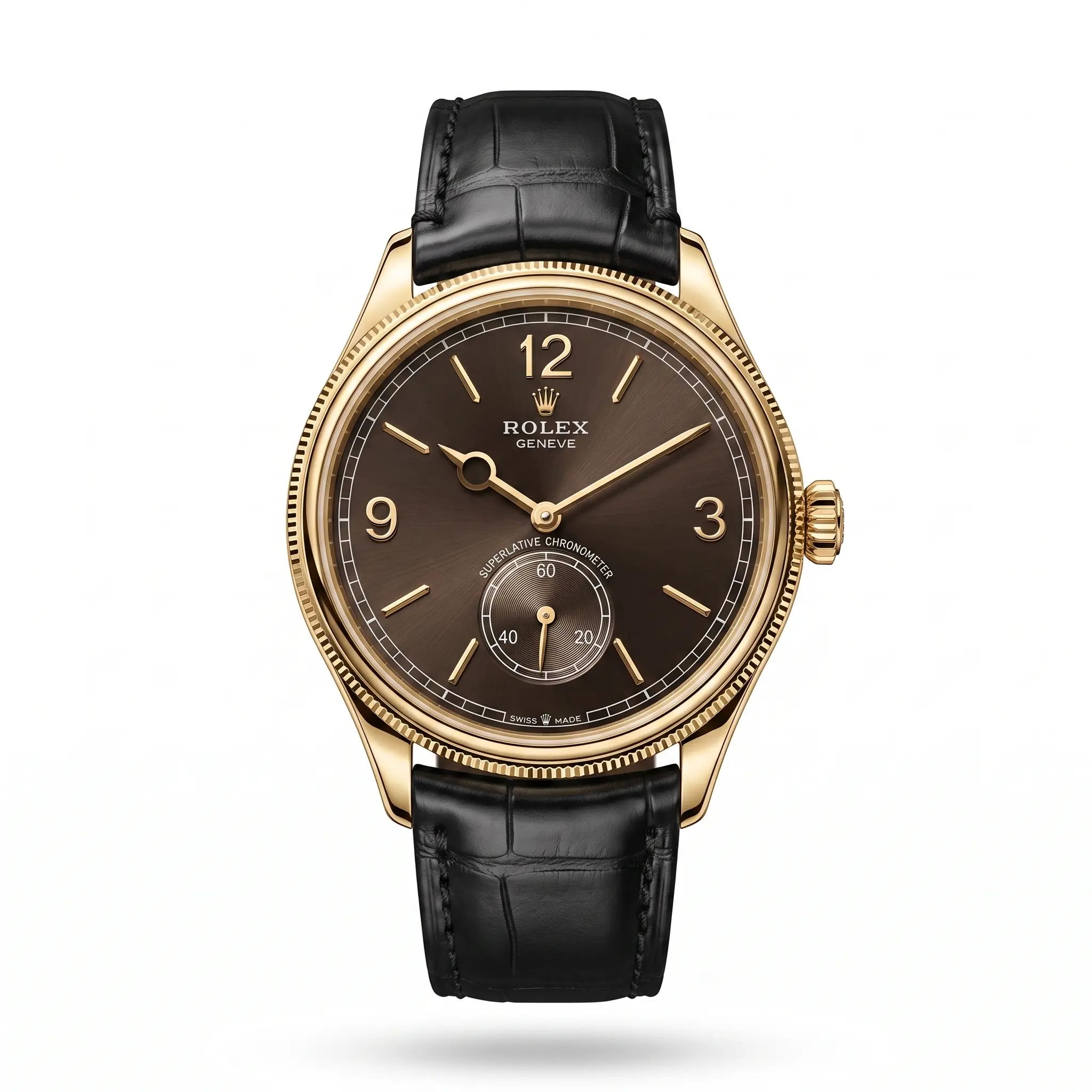 Rolex Geneve Superlative Chronometer Altın Kasa & Deri Kayışlı Lüks Saat