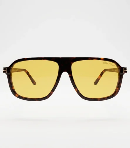 Tom Ford Oversized Aviator Sunglasses – Tortoiseshell Çerçeve Sarı Lensli Lüks Tasarım Gözlük